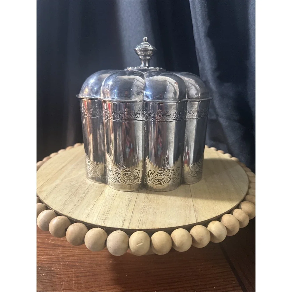 Godinger 1994 Vintage Silver Plate Oval Jewelry Trinket Box  Lined